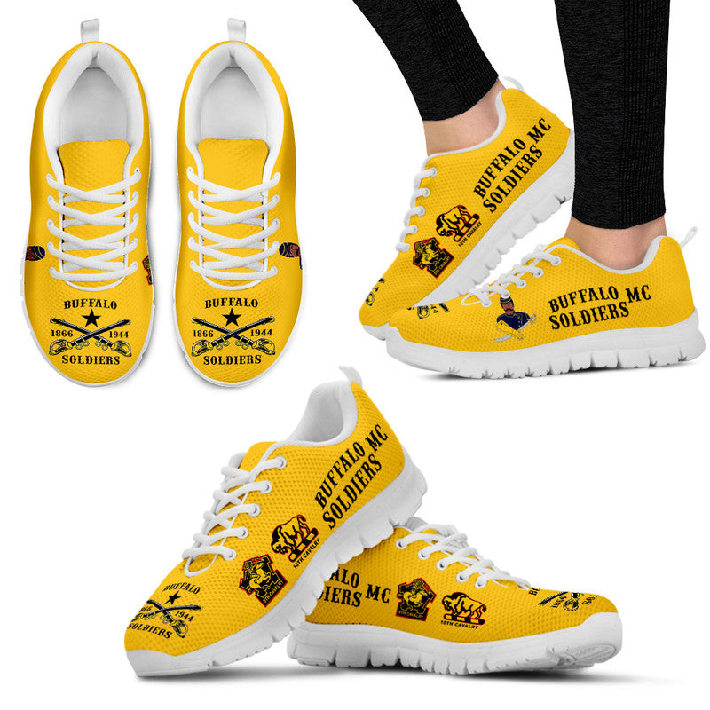 (Custom Personalised) Buffalo Soldiers Motorcycle Club BSMC Sneakers - Gold LT8