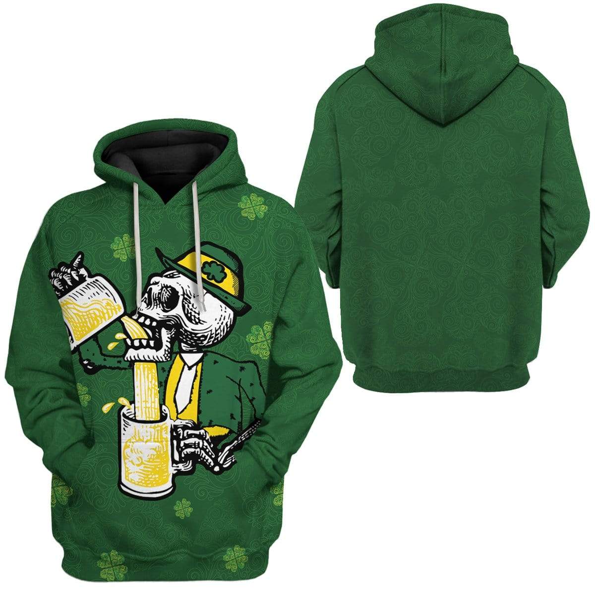 St Patricks Day Hoodie Drunk Skull LT8