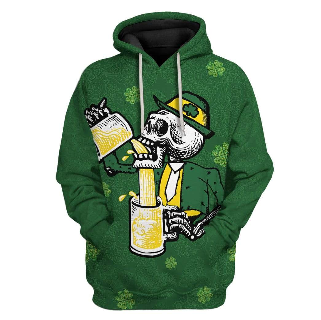St Patricks Day Hoodie Drunk Skull LT8