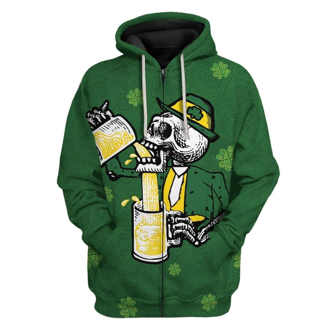 St Patricks Day Hoodie Drunk Skull LT8