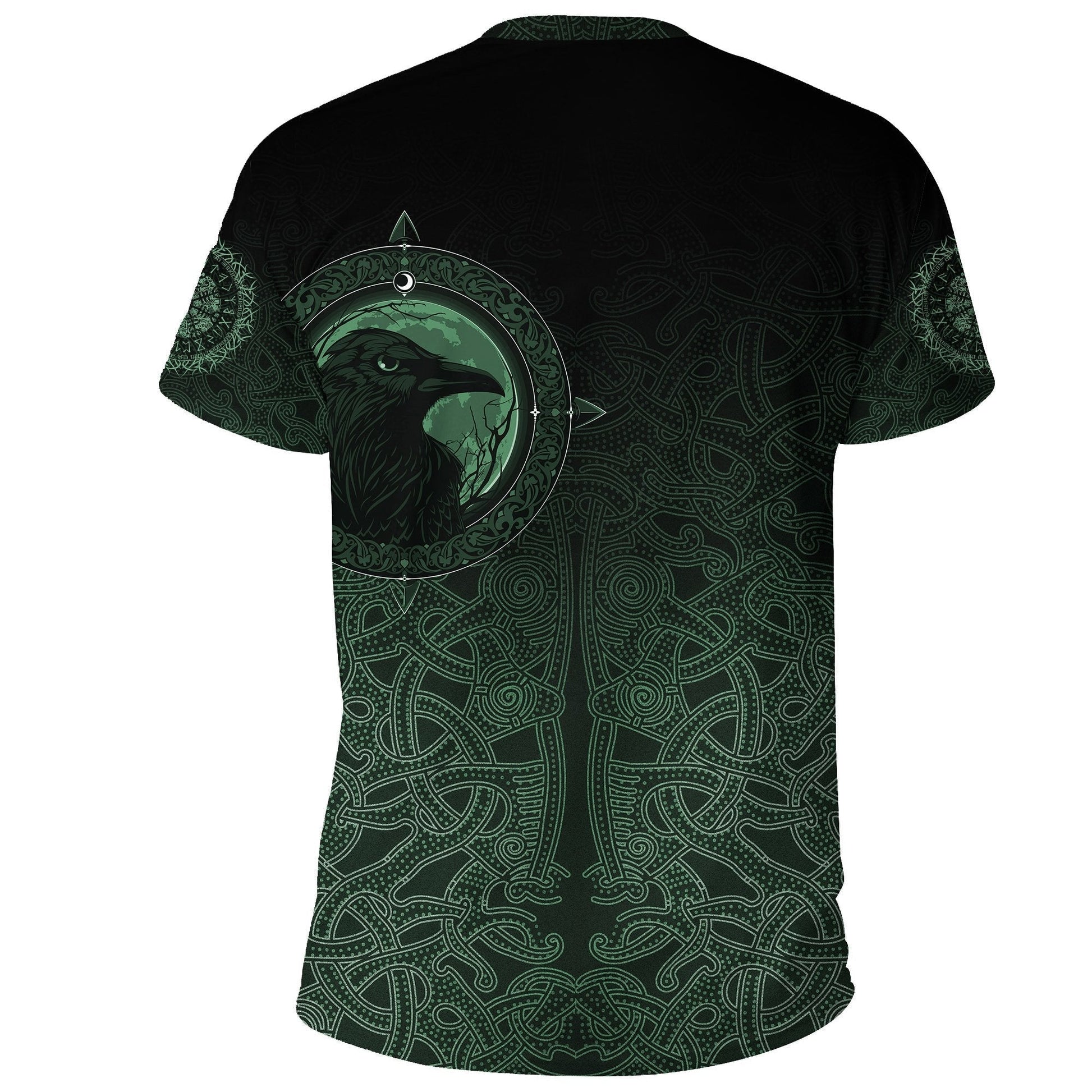 Viking T shirt, Ethnic Odin Raven Green RLT12