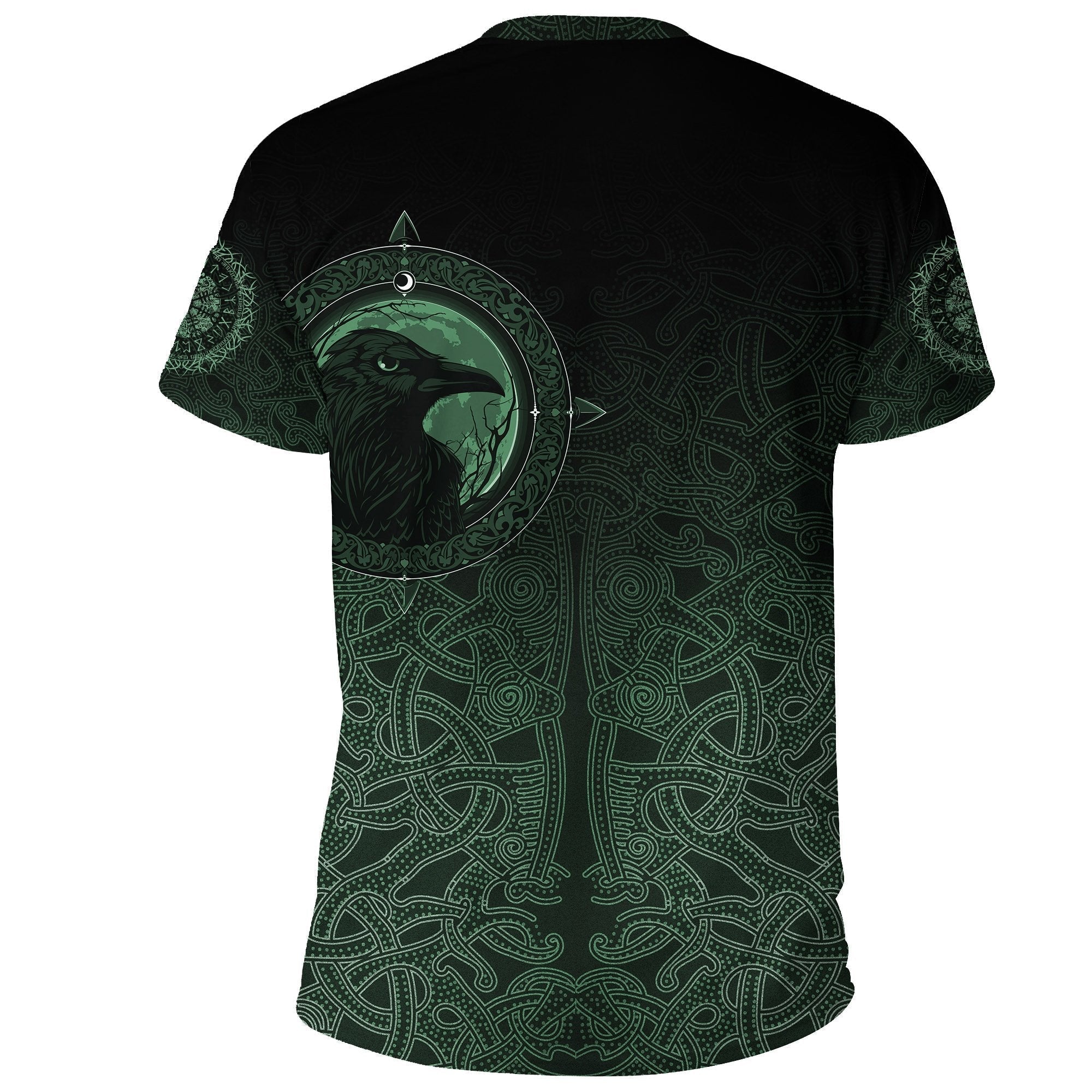 Viking T shirt, Ethnic Odin Raven Green RLT12
