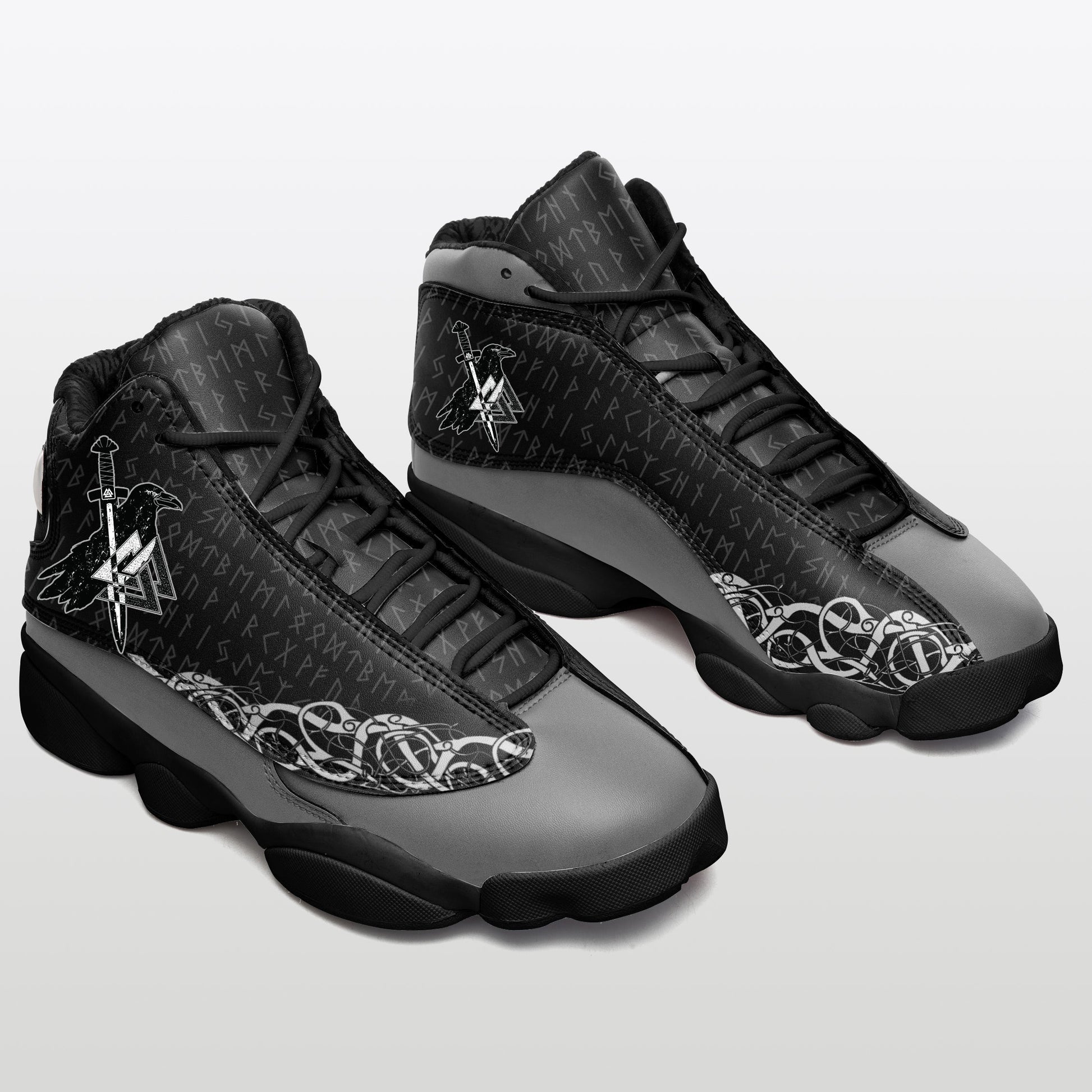 Viking Shoes - Viking Raven and Valknut Runes Sneakers J.13 RLT12