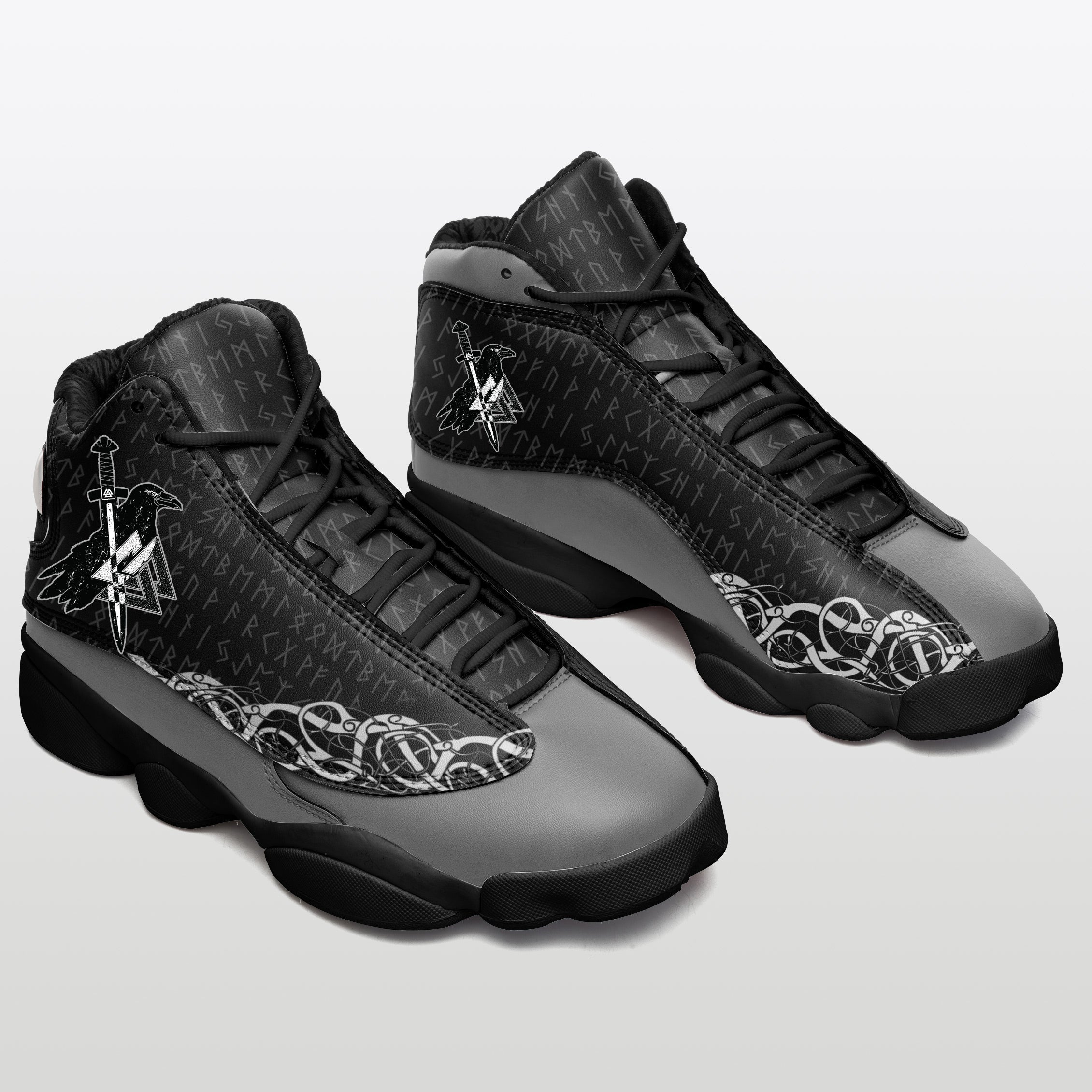 Viking Shoes - Viking Raven and Valknut Runes Sneakers J.13 RLT12