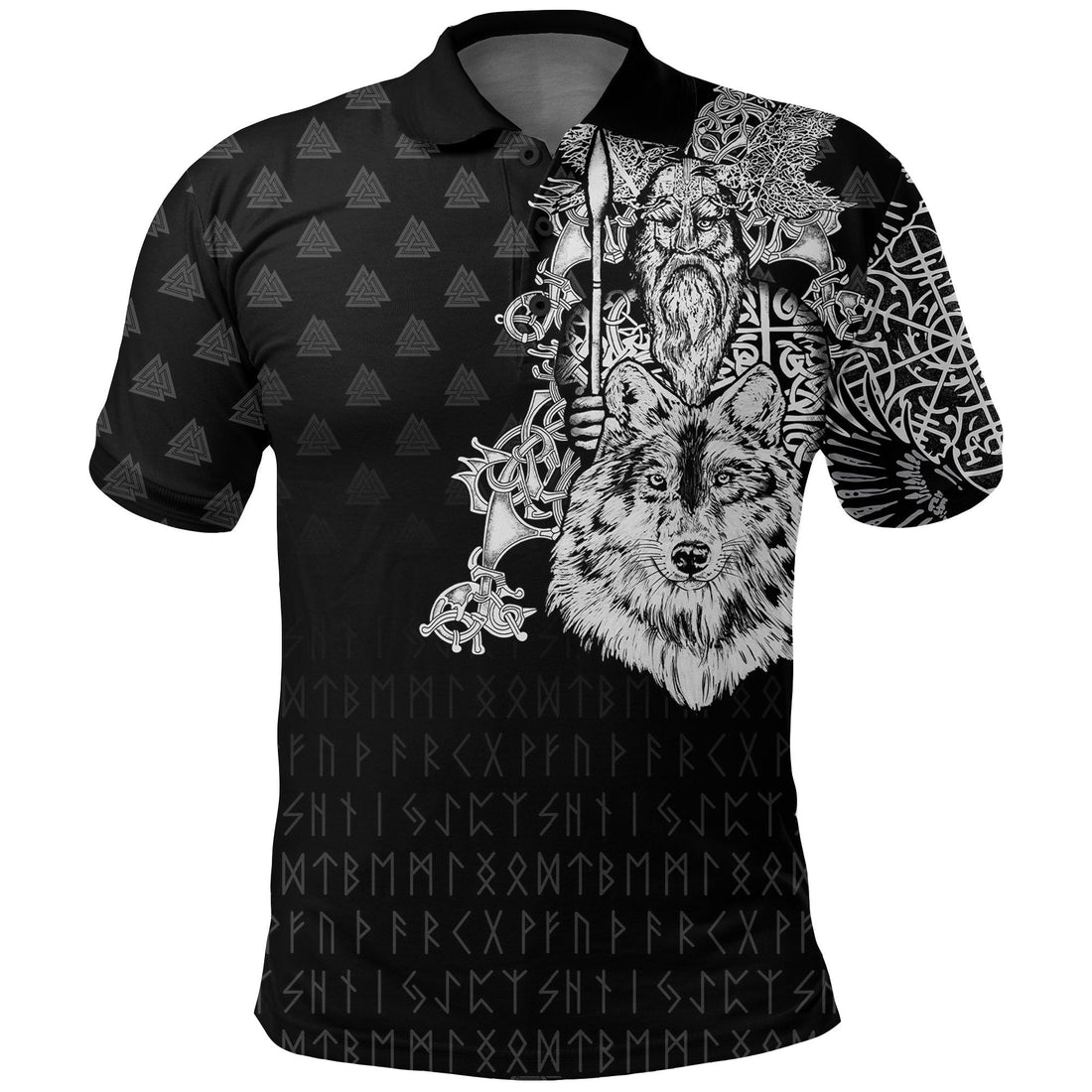 Viking Polo Shirt Old Norse Odin Tattoo RLT12