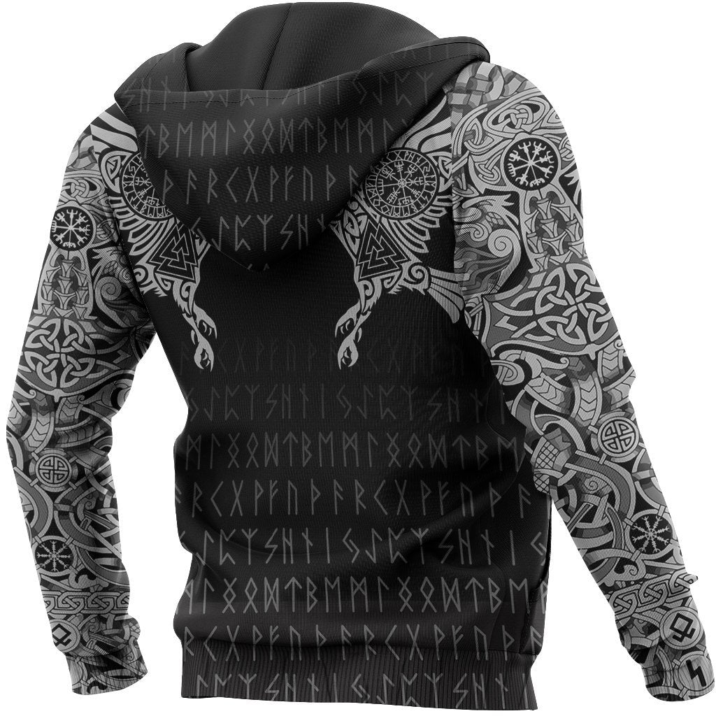 Viking Hoodie The Raven Of Odin Tattoo (Zip) RLT12