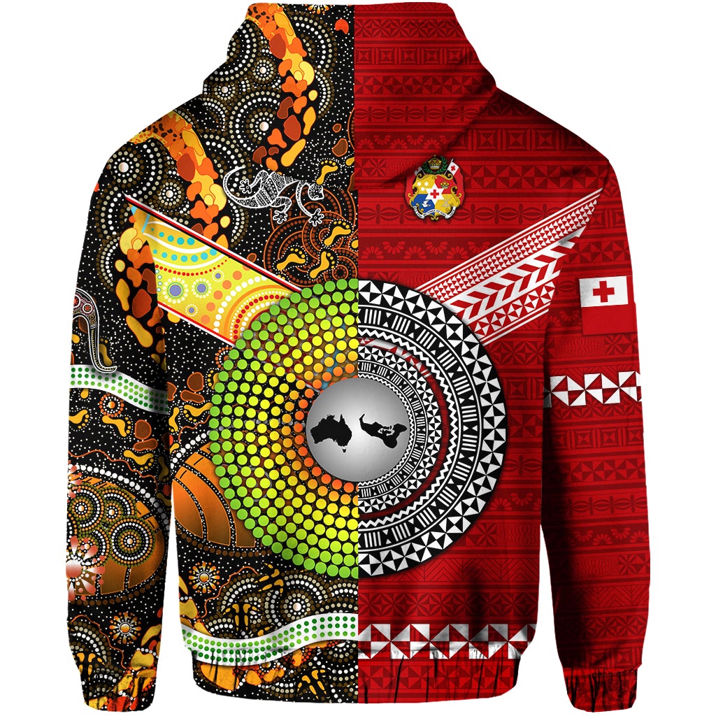 Tonga Ngatu and Australia Aboriginal Zip Hoodie Together LT8