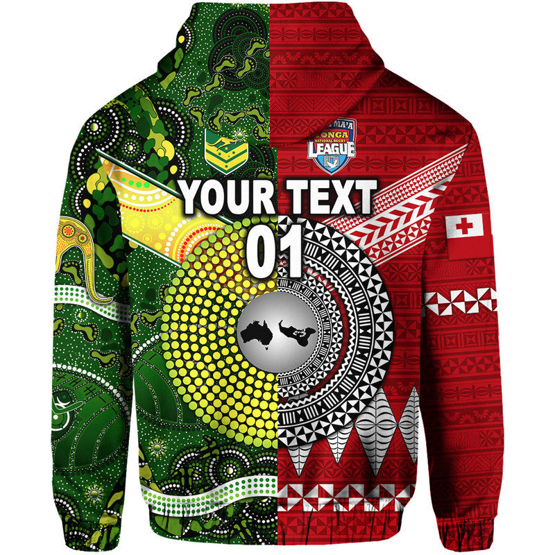 Custom Mate Maa Tonga Ngatu And Australia Kangaroos Aboriginal Hoodie Rugby Together LT8