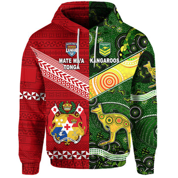 Custom Mate Maa Tonga Ngatu And Australia Kangaroos Aboriginal Hoodie Rugby Together LT8