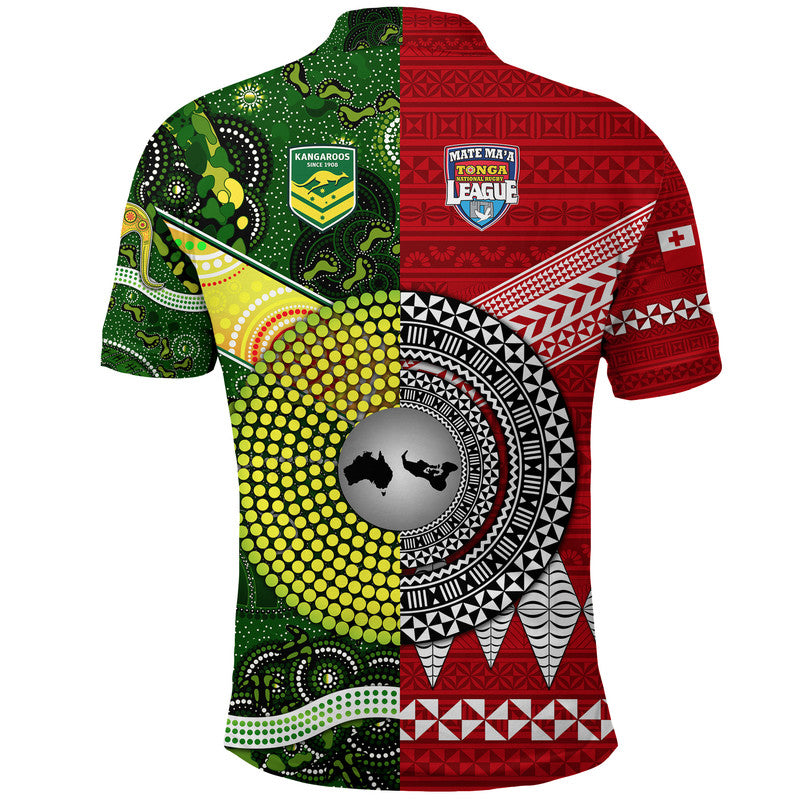 Mate Maa Tonga Ngatu And Australia Kangaroos Aboriginal Polo Shirt Rugby Together LT8