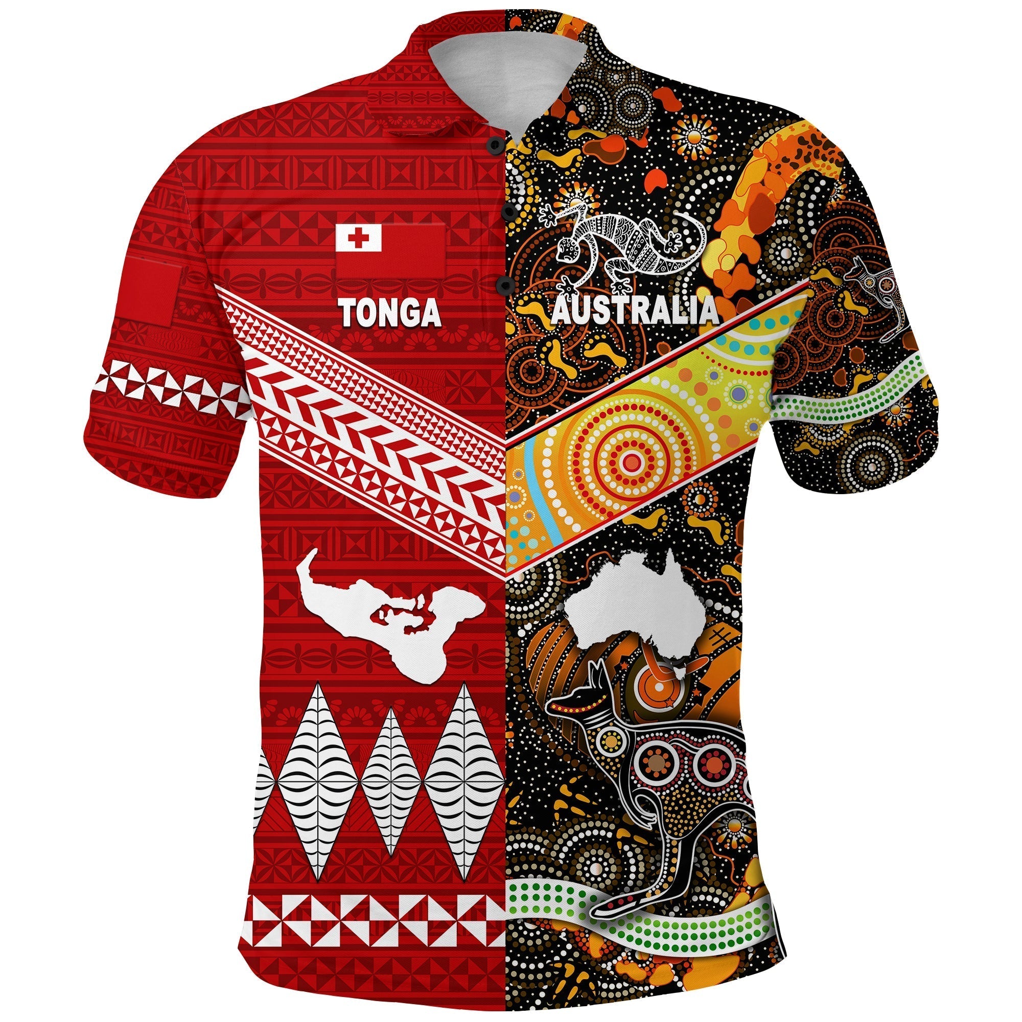 Tonga Ngatu and Australia Aboriginal Polo Shirt Together LT8