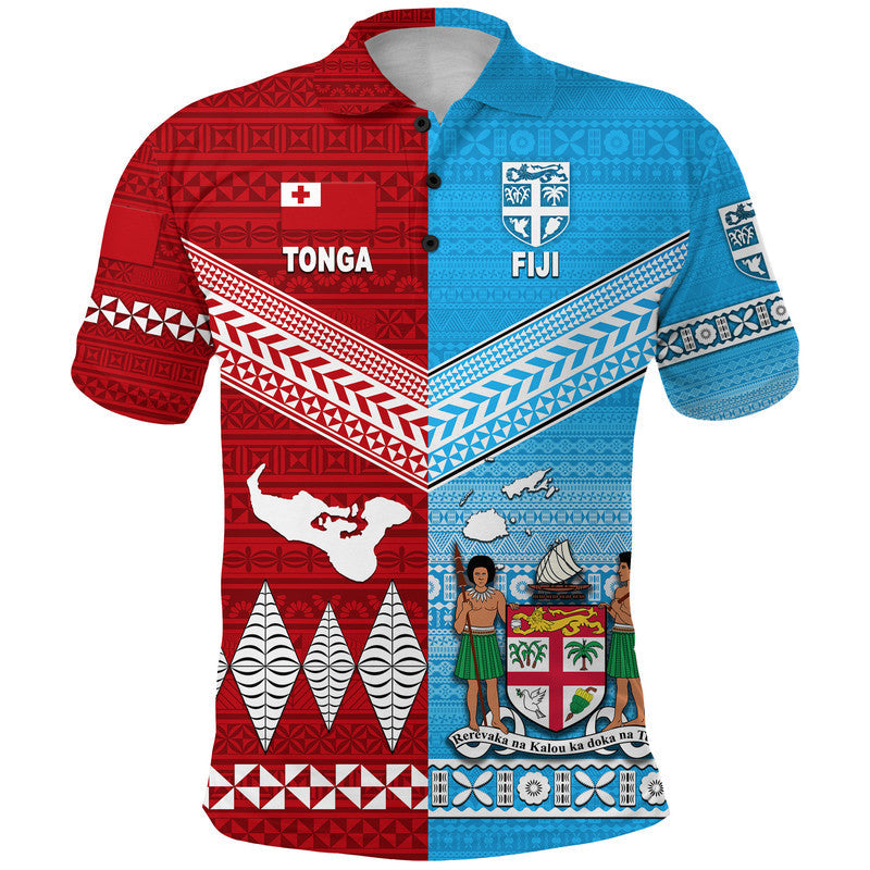 Tonga Ngatu And Fiji Tapa Polo Shirt Together LT8