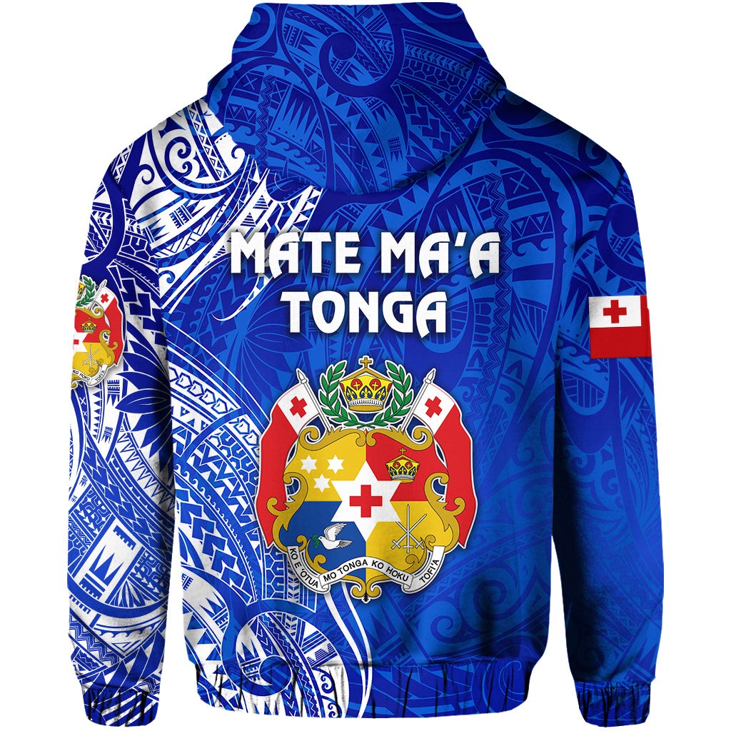 Tonga Zip Hoodie Coat Of Arms Simple Vibes Blue LT8