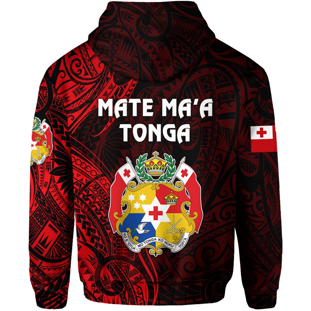 Tonga Hoodie Coat Of Arms Simple Vibes Red LT8