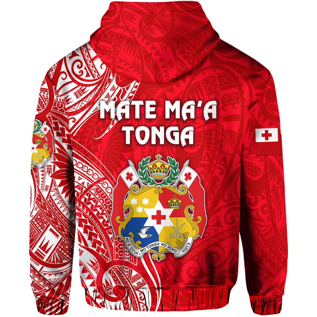 Tonga Zip Hoodie Coat Of Arms Simple Vibes Bright Red LT8