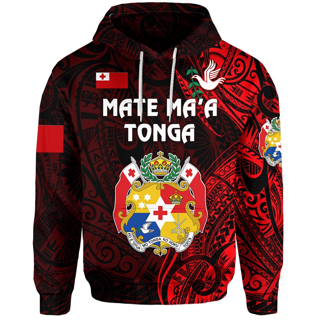 Tonga Hoodie Coat Of Arms Simple Vibes Red LT8