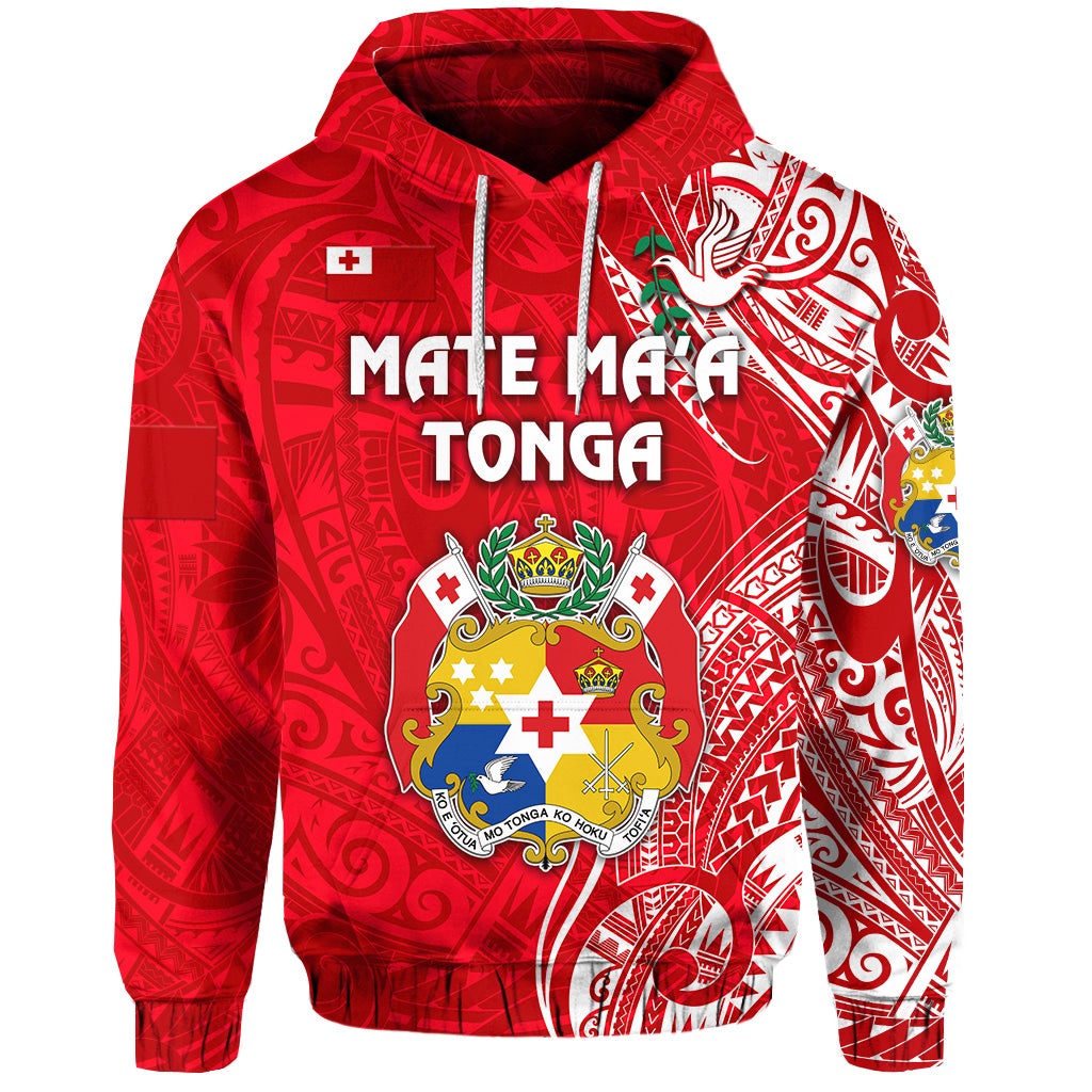 Tonga Hoodie Coat Of Arms Simple Vibes Bright Red LT8