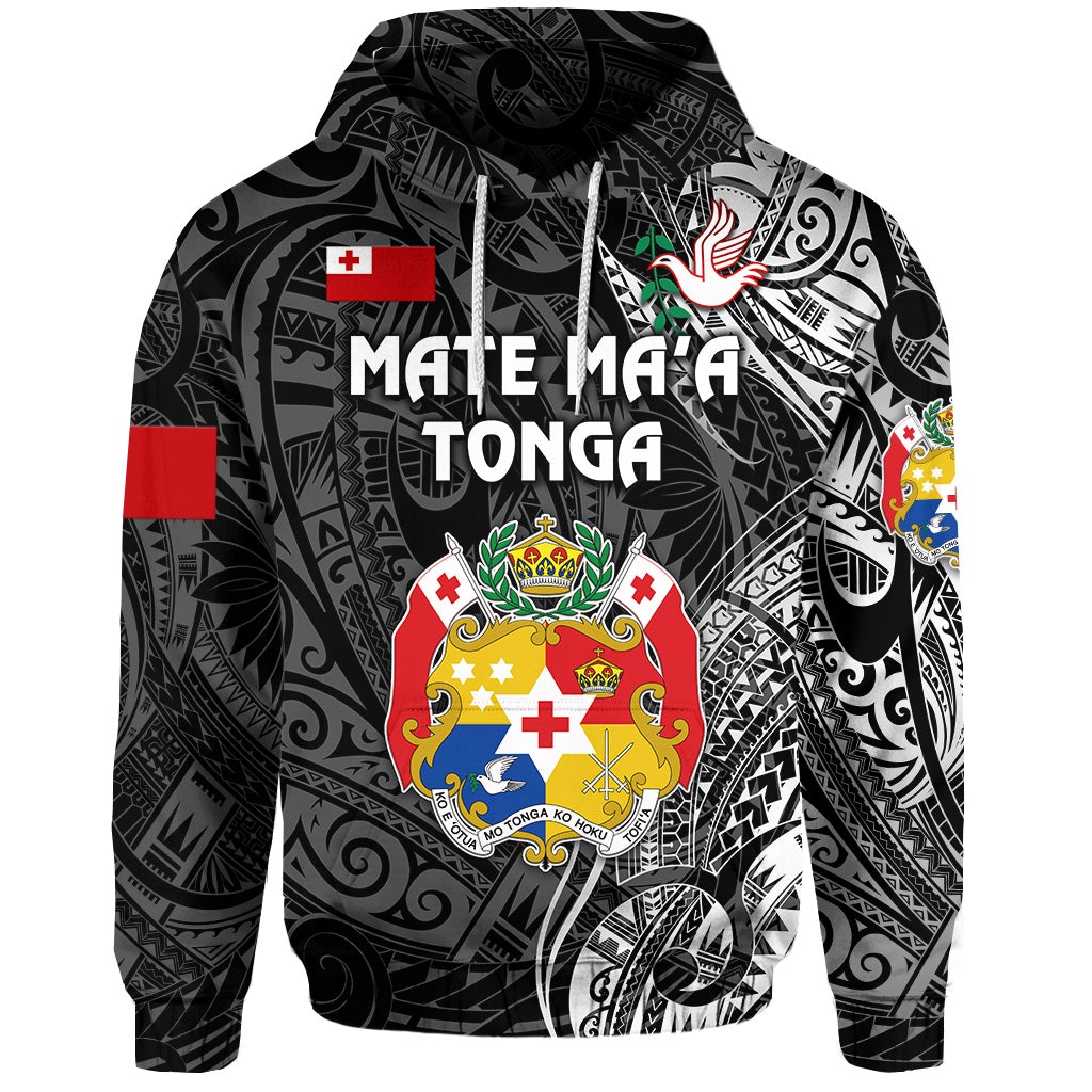 Tonga Hoodie Coat Of Arms Simple Vibes Black LT8