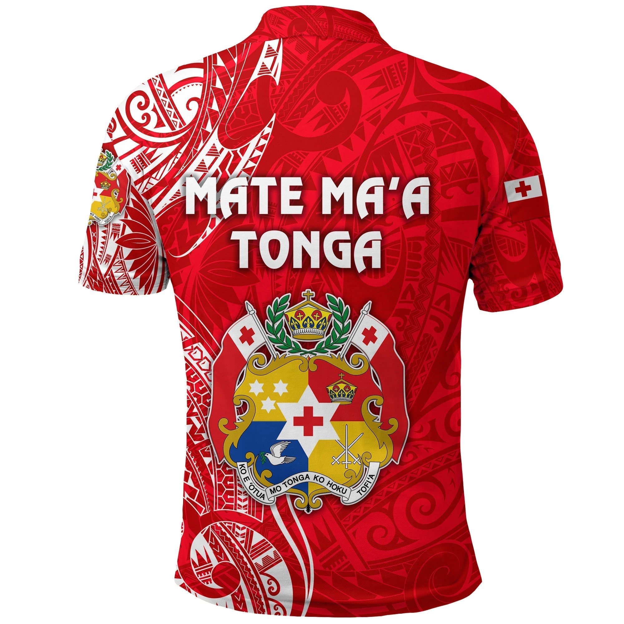 Tonga Polo Shirt Coat Of Arms Simple Vibes Bright Red LT8