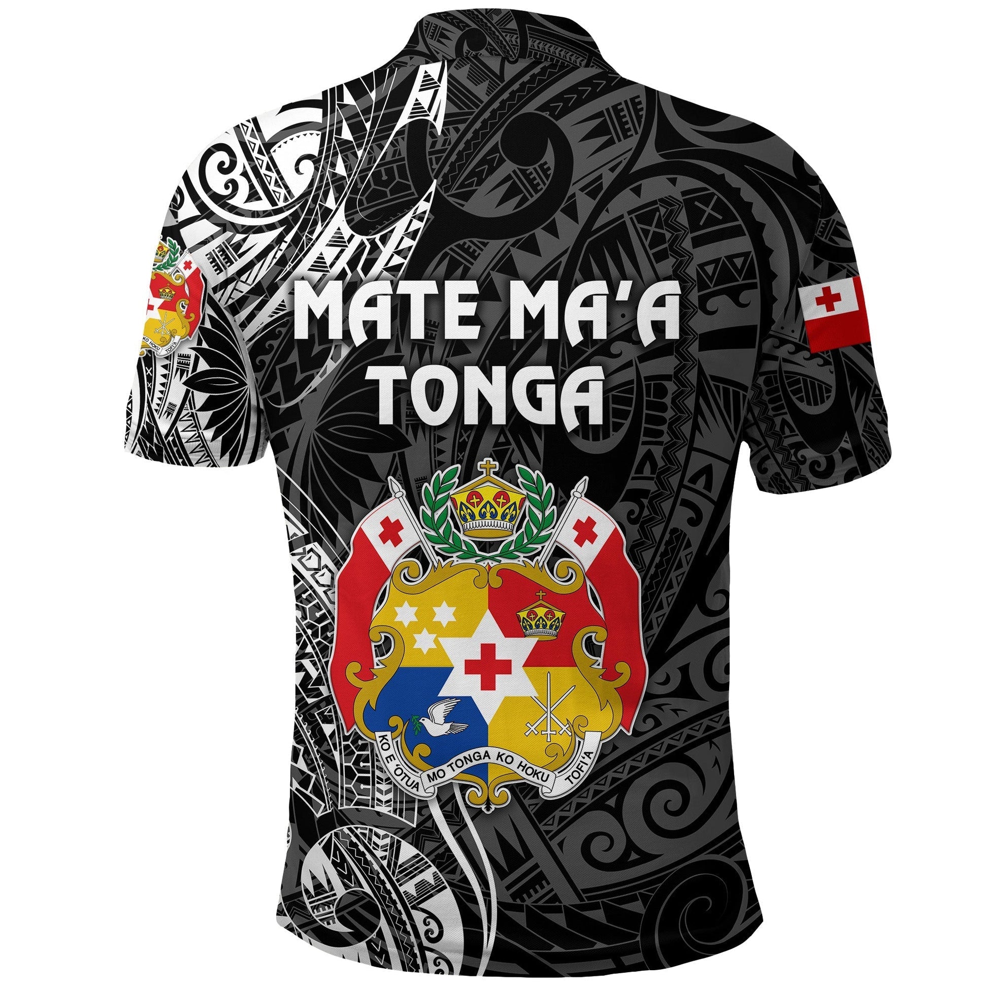 Tonga Polo Shirt Coat Of Arms Simple Vibes Black LT8