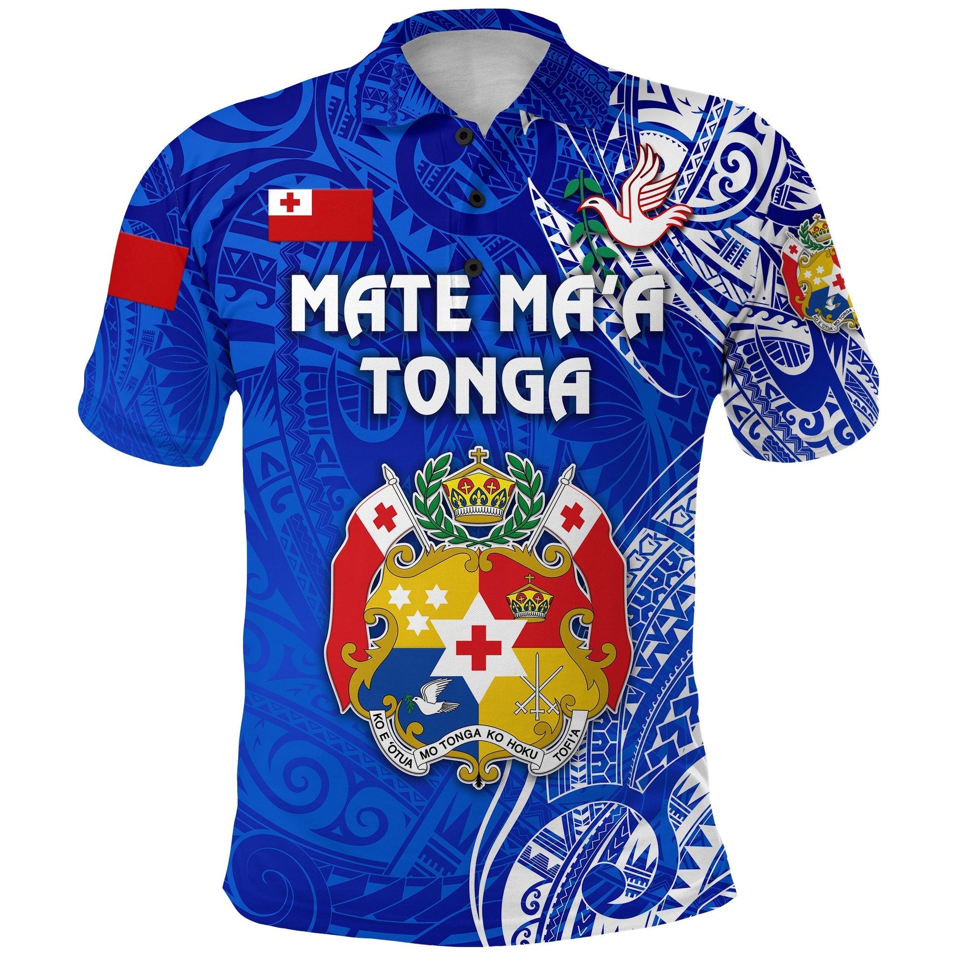 Tonga Polo Shirt Coat Of Arms Simple Vibes Blue LT8