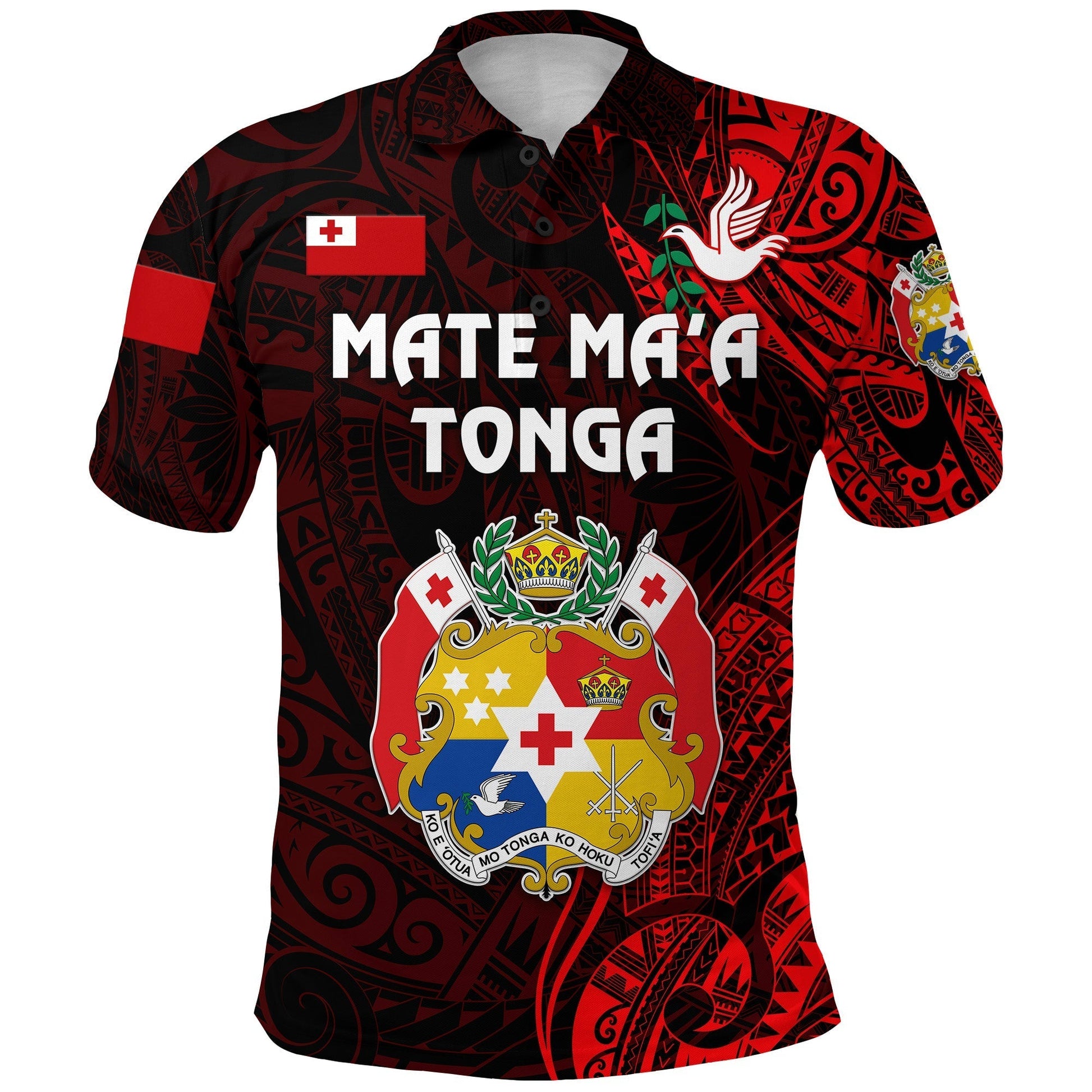 Tonga Polo Shirt Coat Of Arms Simple Vibes Red LT8