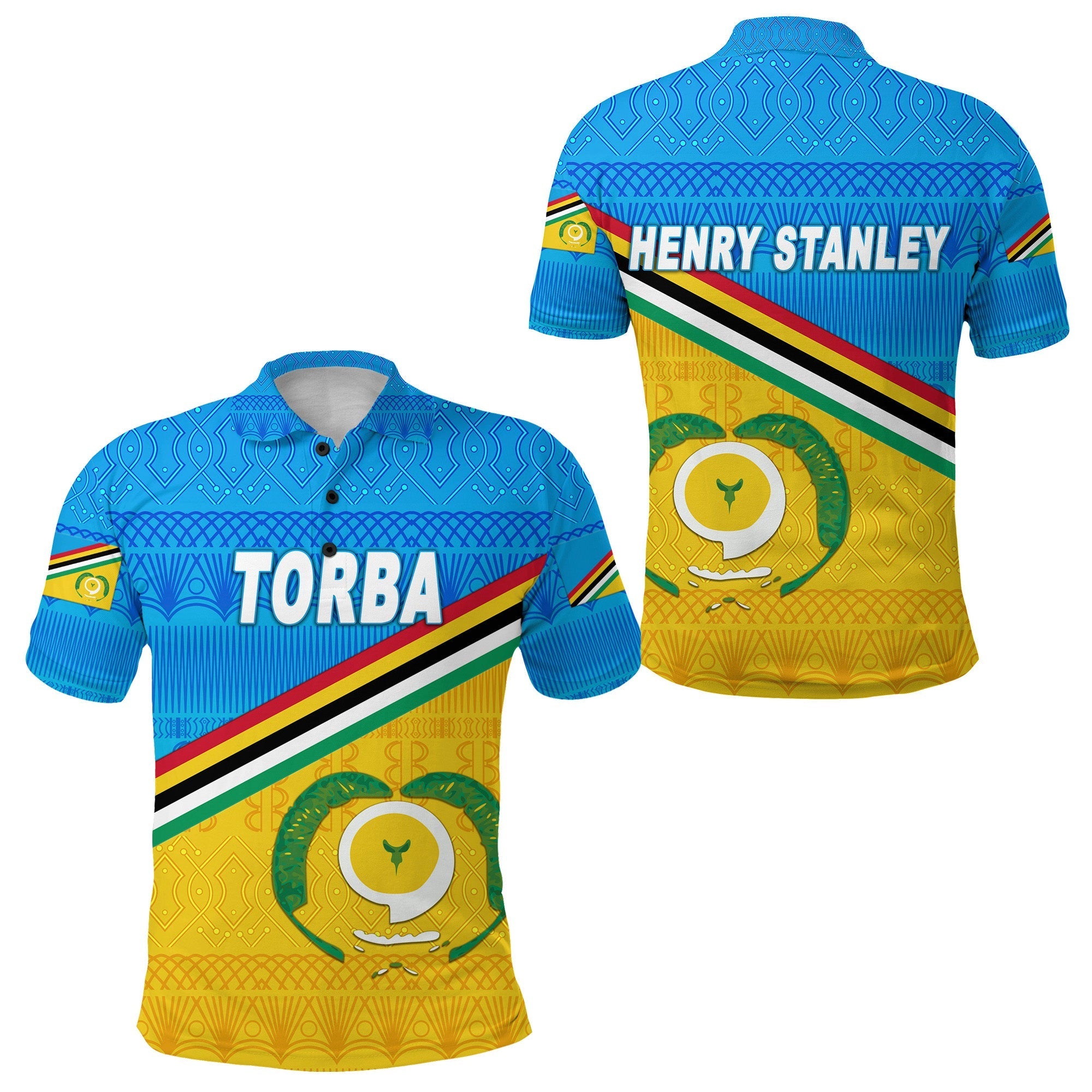 Henry Stanley Torba Province Polo Shirt Vanuatu Pattern Traditional Style LT8