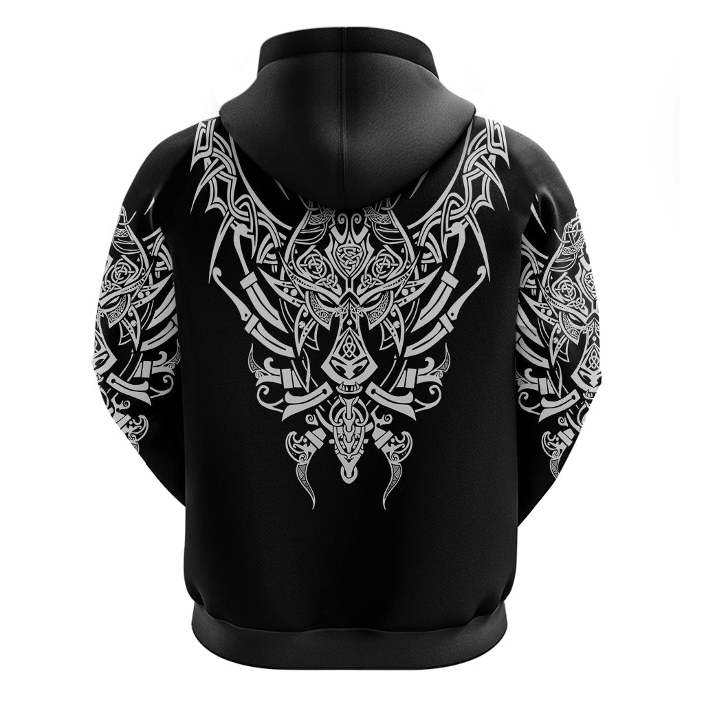 Viking Clothing Geki and Freki Viking Wolf Over Printed Hoodie RLT12