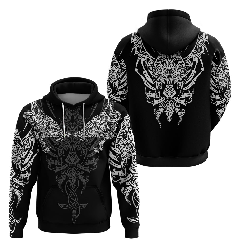 Viking Clothing Geki and Freki Viking Wolf Over Printed Hoodie RLT12