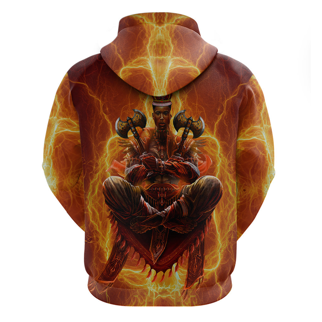 African Hoodie Orisha Shango God Zip Hoodie
