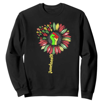 Juneteenth Sweatshirt Sunflower with Raised Fist Black History African American TS01