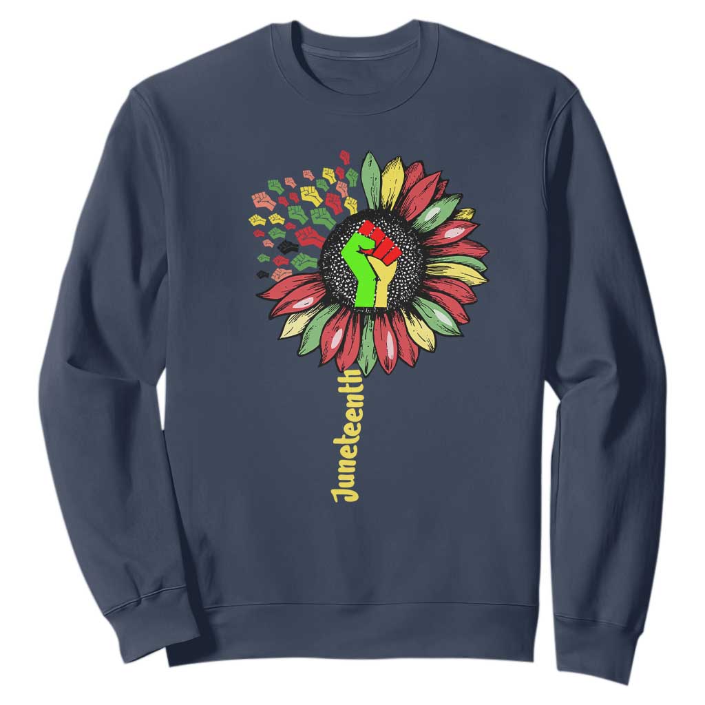 Juneteenth Sweatshirt Sunflower with Raised Fist Black History African American TS01