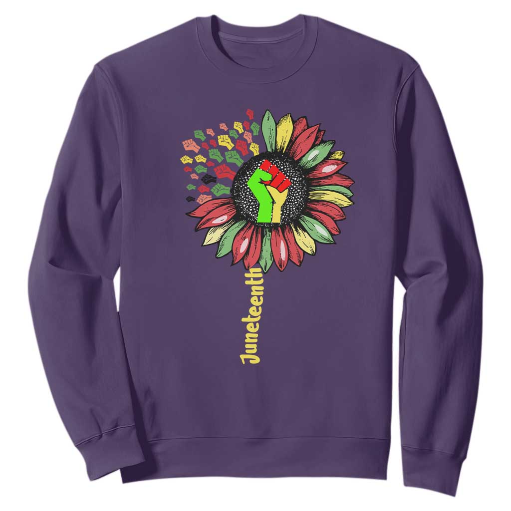Juneteenth Sweatshirt Sunflower with Raised Fist Black History African American TS01