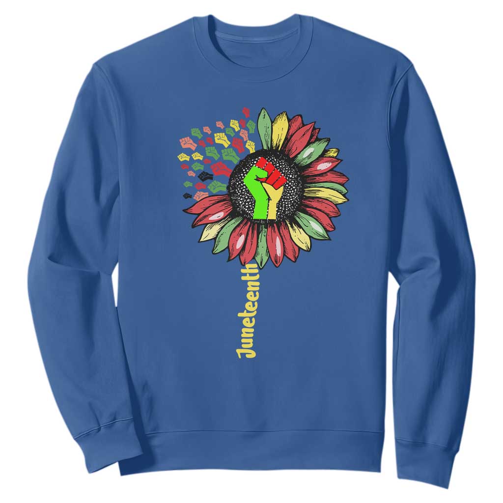 Juneteenth Sweatshirt Sunflower with Raised Fist Black History African American TS01