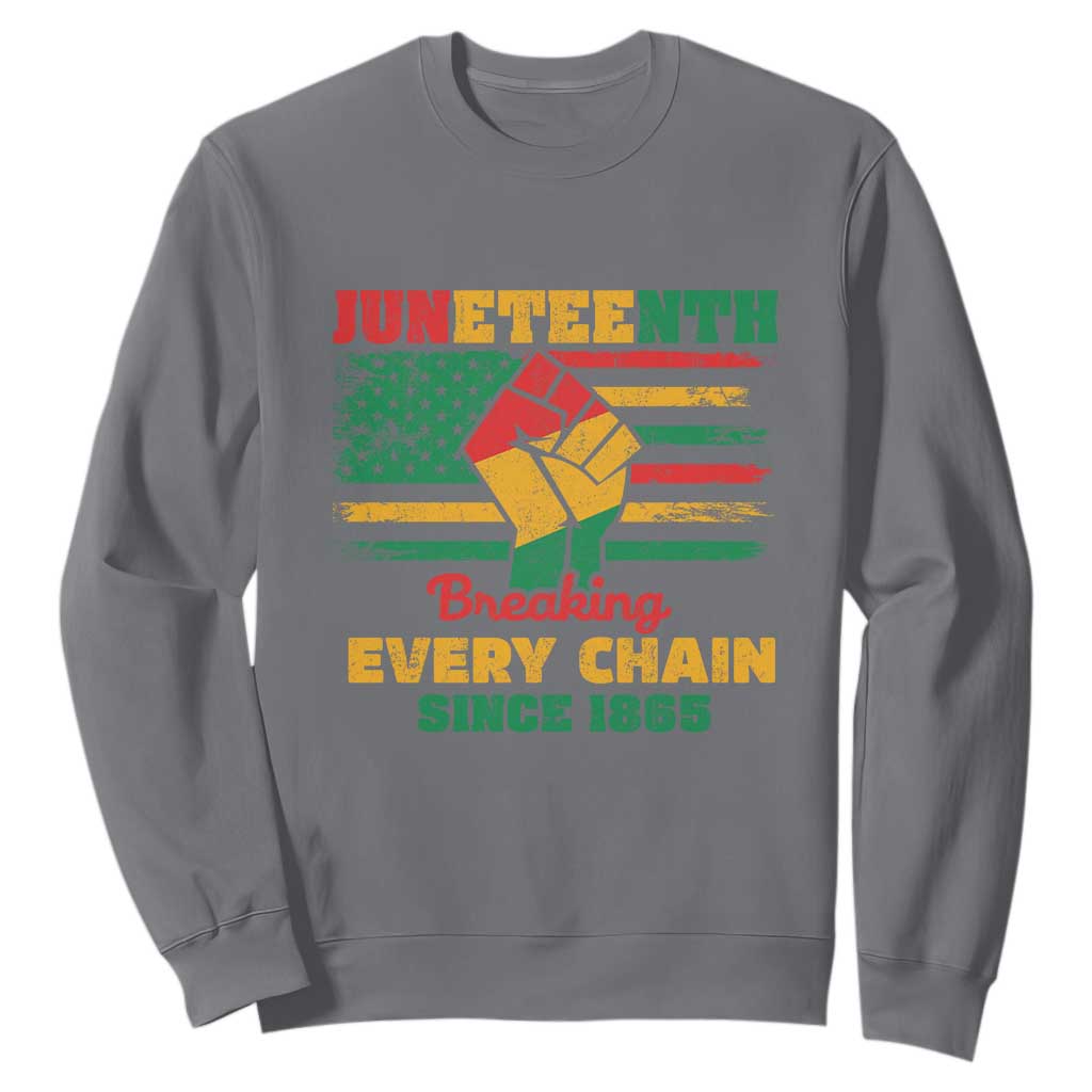 Juneteenth Sweatshirt Breaking Every Chain Since 1865 American Flag TS01