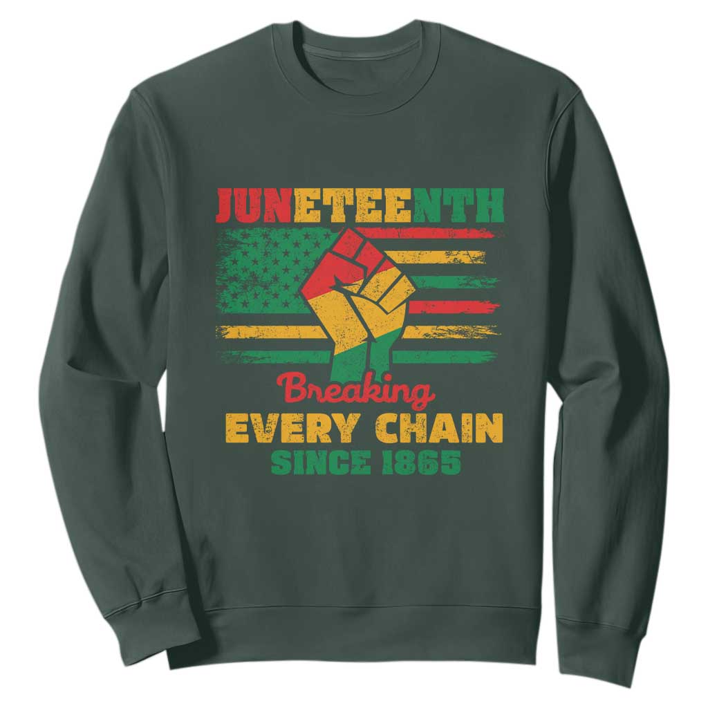 Juneteenth Sweatshirt Breaking Every Chain Since 1865 American Flag TS01
