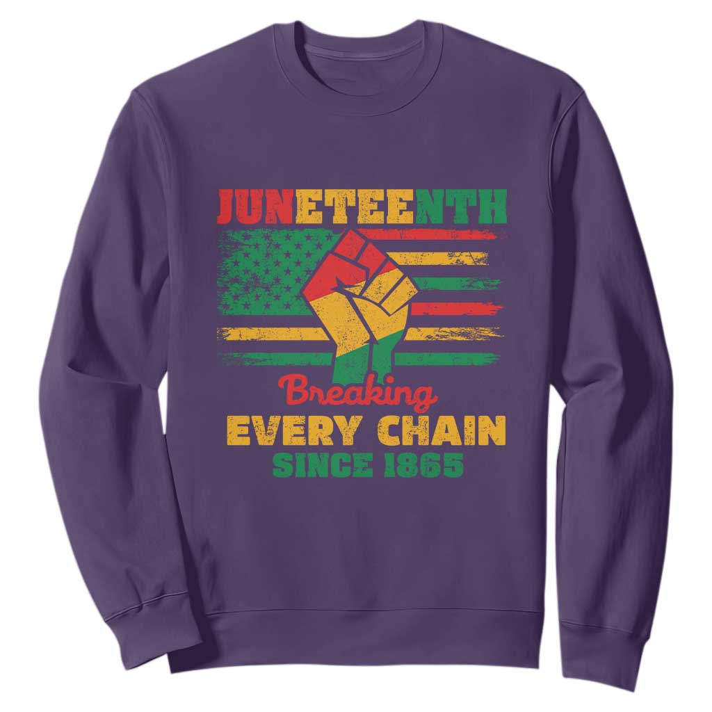 Juneteenth Sweatshirt Breaking Every Chain Since 1865 American Flag TS01