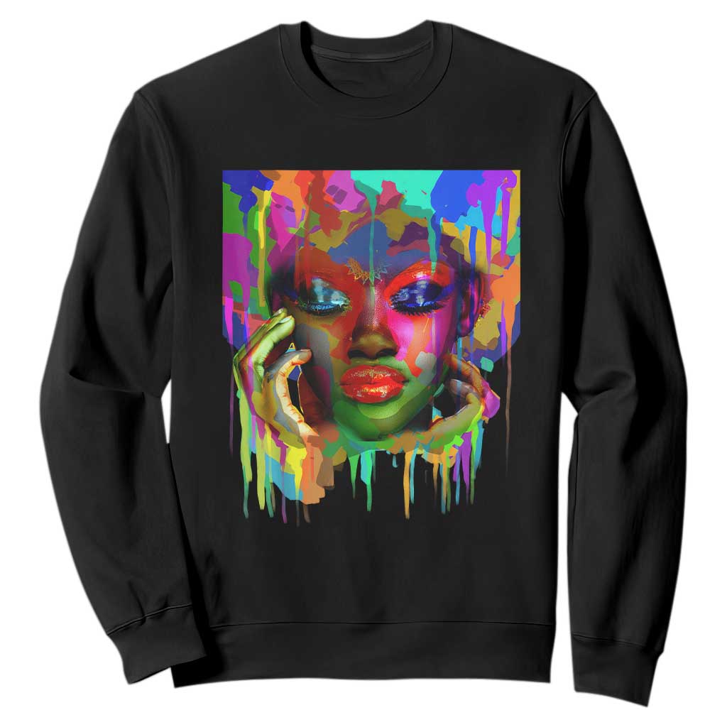 Afro Woman Graphic Sweatshirt African Pride Color Painted TS01