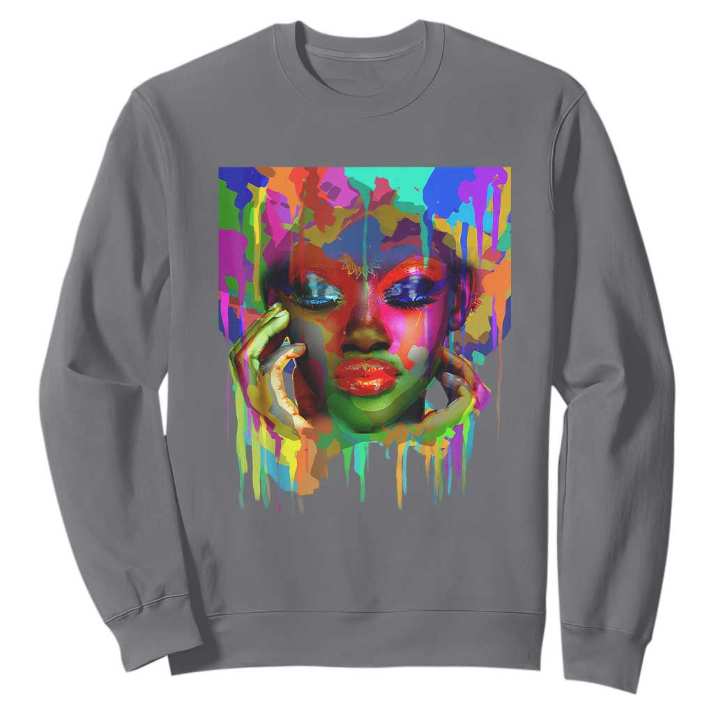 Afro Woman Graphic Sweatshirt African Pride Color Painted TS01