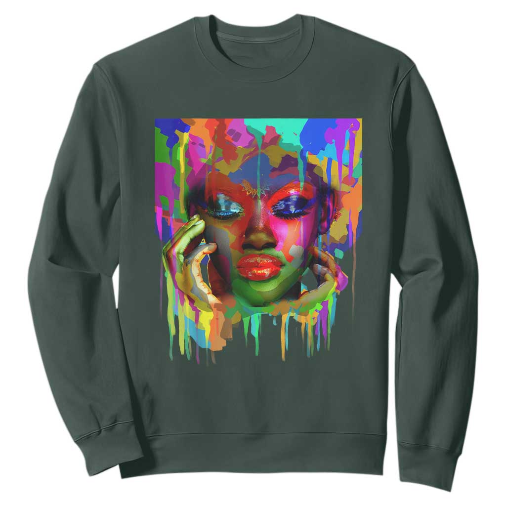 Afro Woman Graphic Sweatshirt African Pride Color Painted TS01