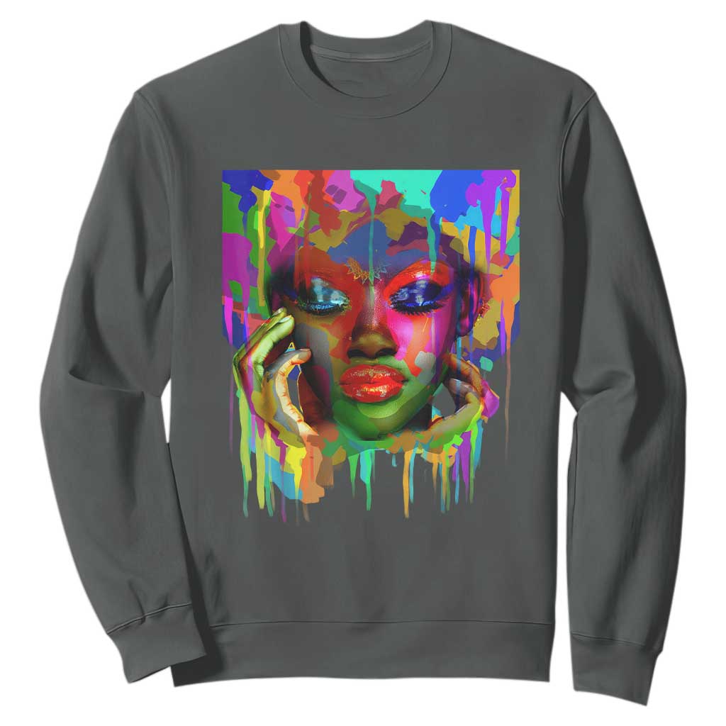 Afro Woman Graphic Sweatshirt African Pride Color Painted TS01