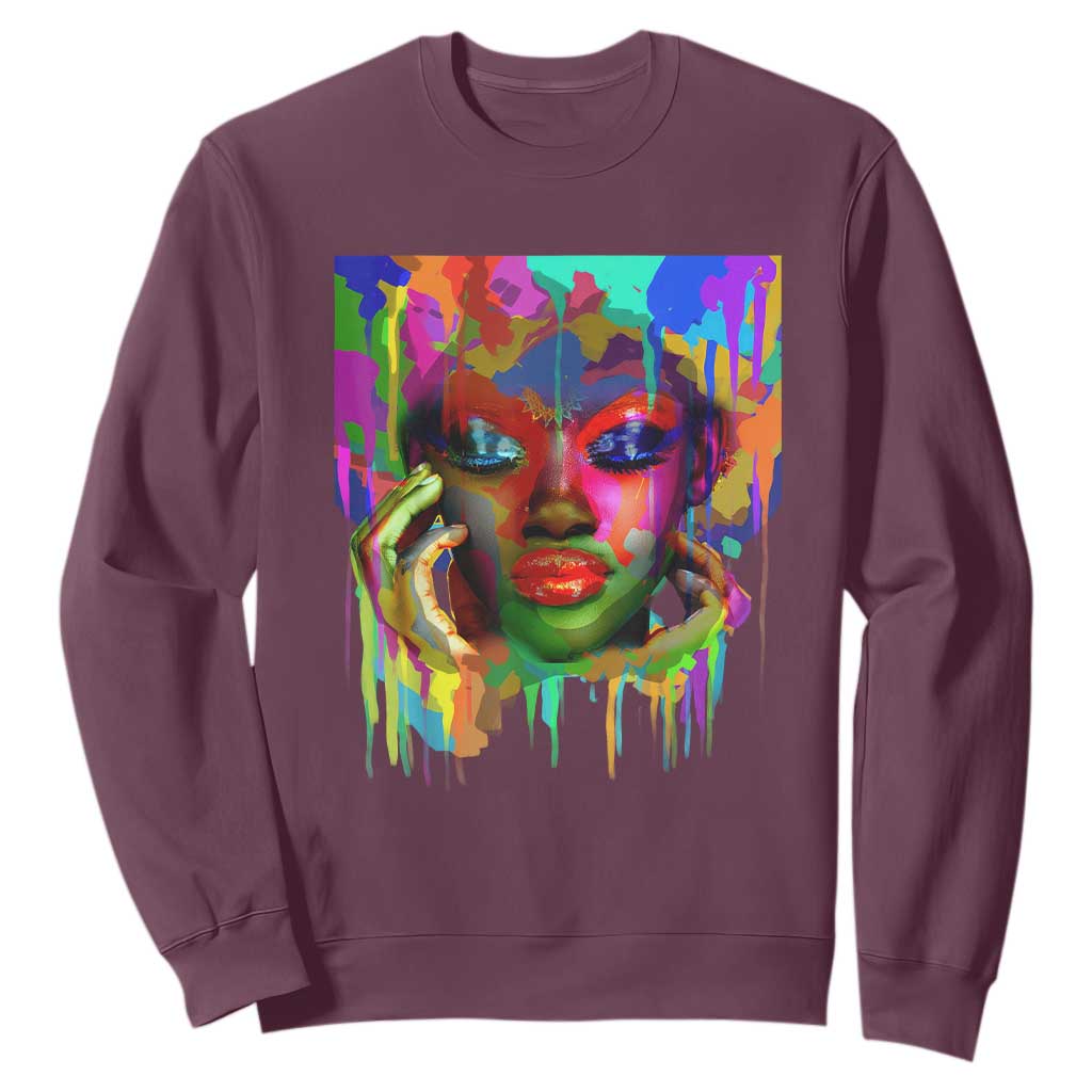 Afro Woman Graphic Sweatshirt African Pride Color Painted TS01