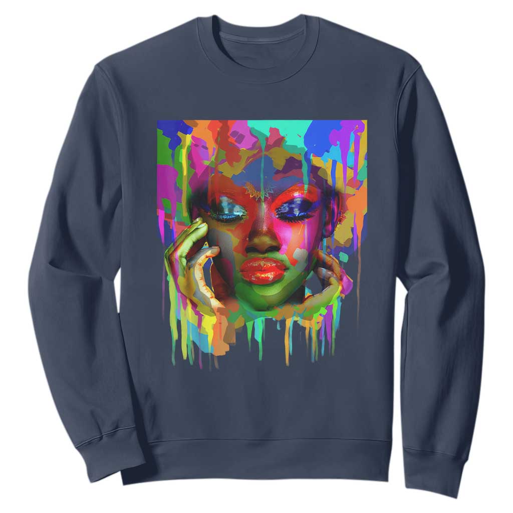 Afro Woman Graphic Sweatshirt African Pride Color Painted TS01