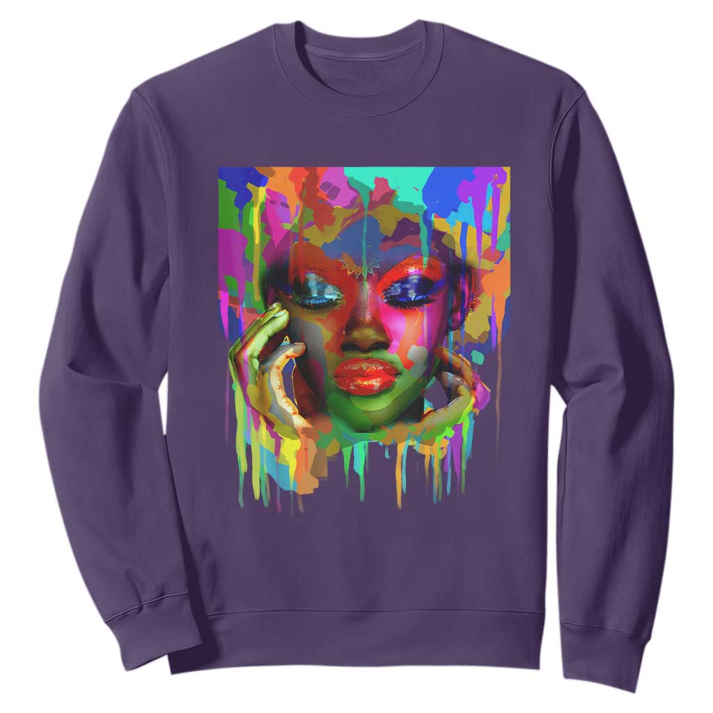 Afro Woman Graphic Sweatshirt African Pride Color Painted TS01