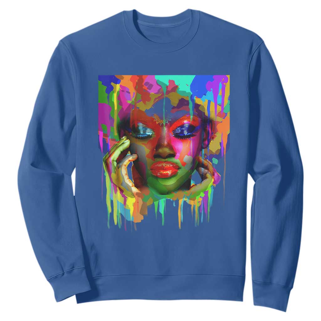 Afro Woman Graphic Sweatshirt African Pride Color Painted TS01