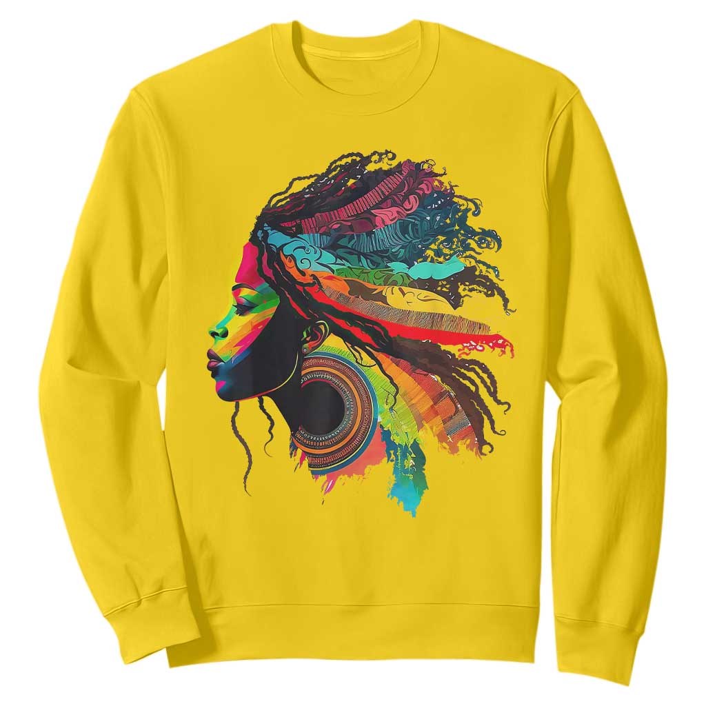 Proud Afro Roots Sweatshirt Rainbow Dashiki African Tribal Woman Natural Hair TS01