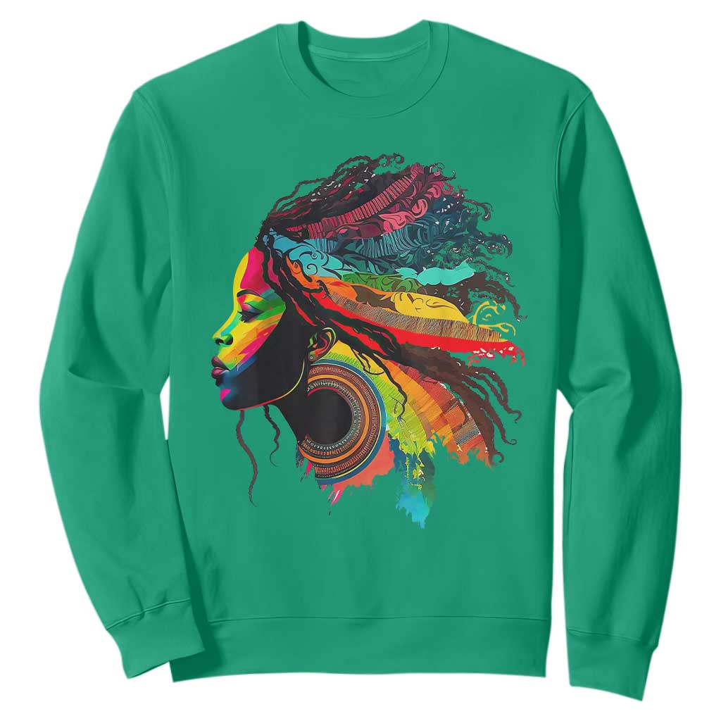 Proud Afro Roots Sweatshirt Rainbow Dashiki African Tribal Woman Natural Hair TS01