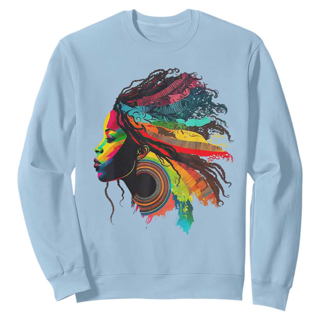 Proud Afro Roots Sweatshirt Rainbow Dashiki African Tribal Woman Natural Hair TS01