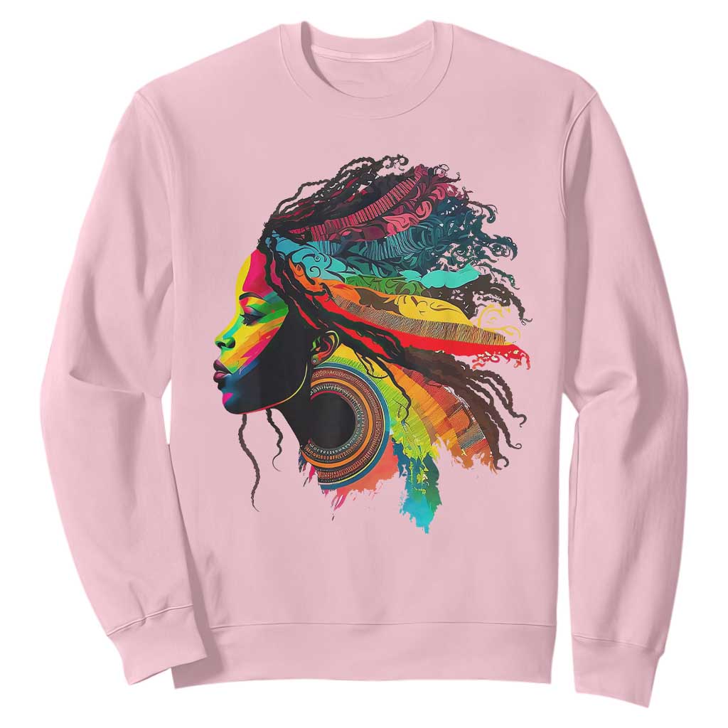 Proud Afro Roots Sweatshirt Rainbow Dashiki African Tribal Woman Natural Hair TS01