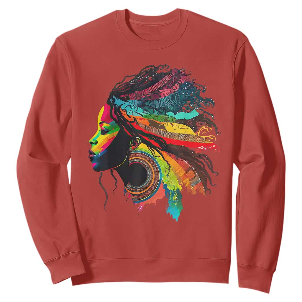 Proud Afro Roots Sweatshirt Rainbow Dashiki African Tribal Woman Natural Hair TS01